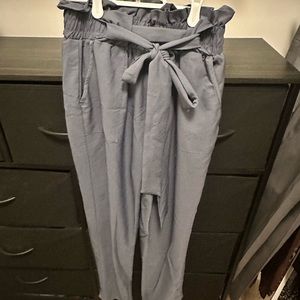 Blue trousers with belt
